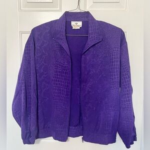 Purple Jacket with Snake Texture Y2K Athleisure Track Jacket Bold Streetwear